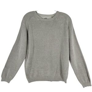 Tommy Bahama Sweater Mens Medium Gray Silk Cotton Blend Crewneck Pullover Casual